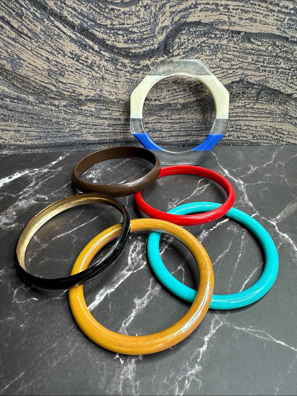 Colorful Mixed Resin Bangle Set - Women Accessories